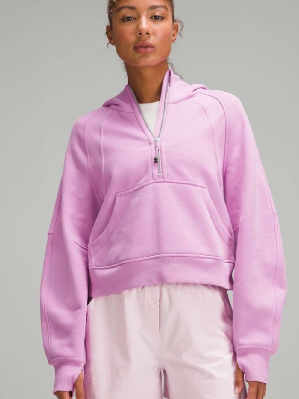 2 LULULEMON Pink Lilac and Neon Yellow Half-Zip Hoodie